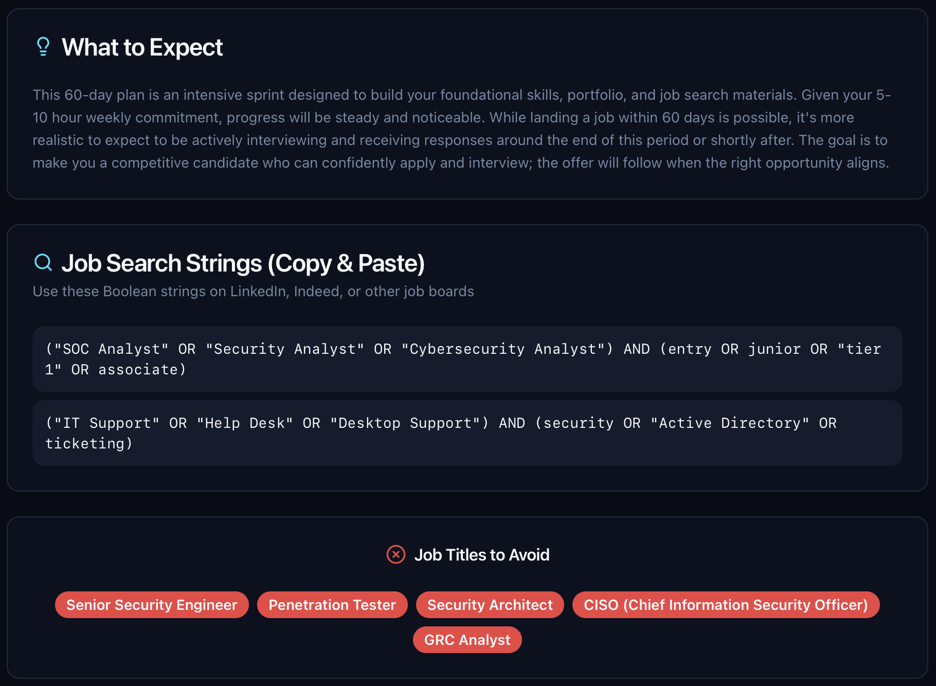 CareerVectors Report - Job Search Strings